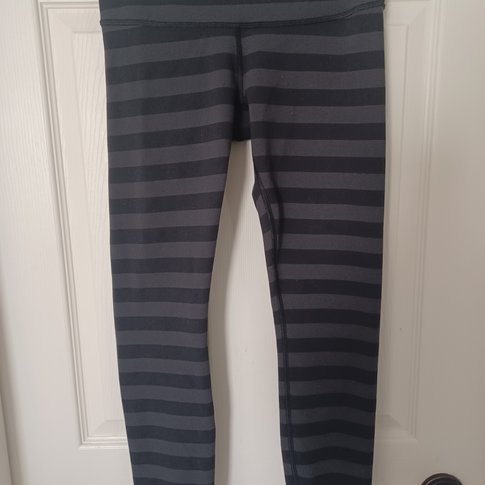Lululemon Athletica Black and Gray Striped Leggings